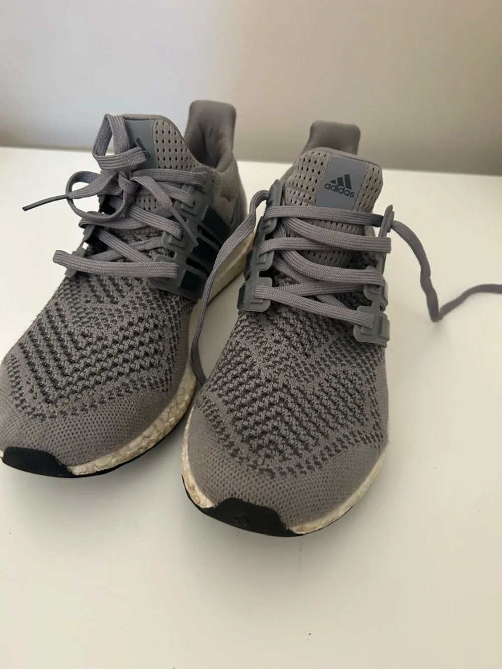 adidas Grey UltraBOOST Knit Running Shoes